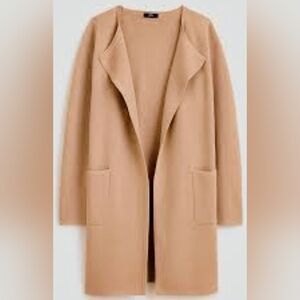 J. Crew Juliette Open Front Cotton Merino Blend Beige Cardigan M